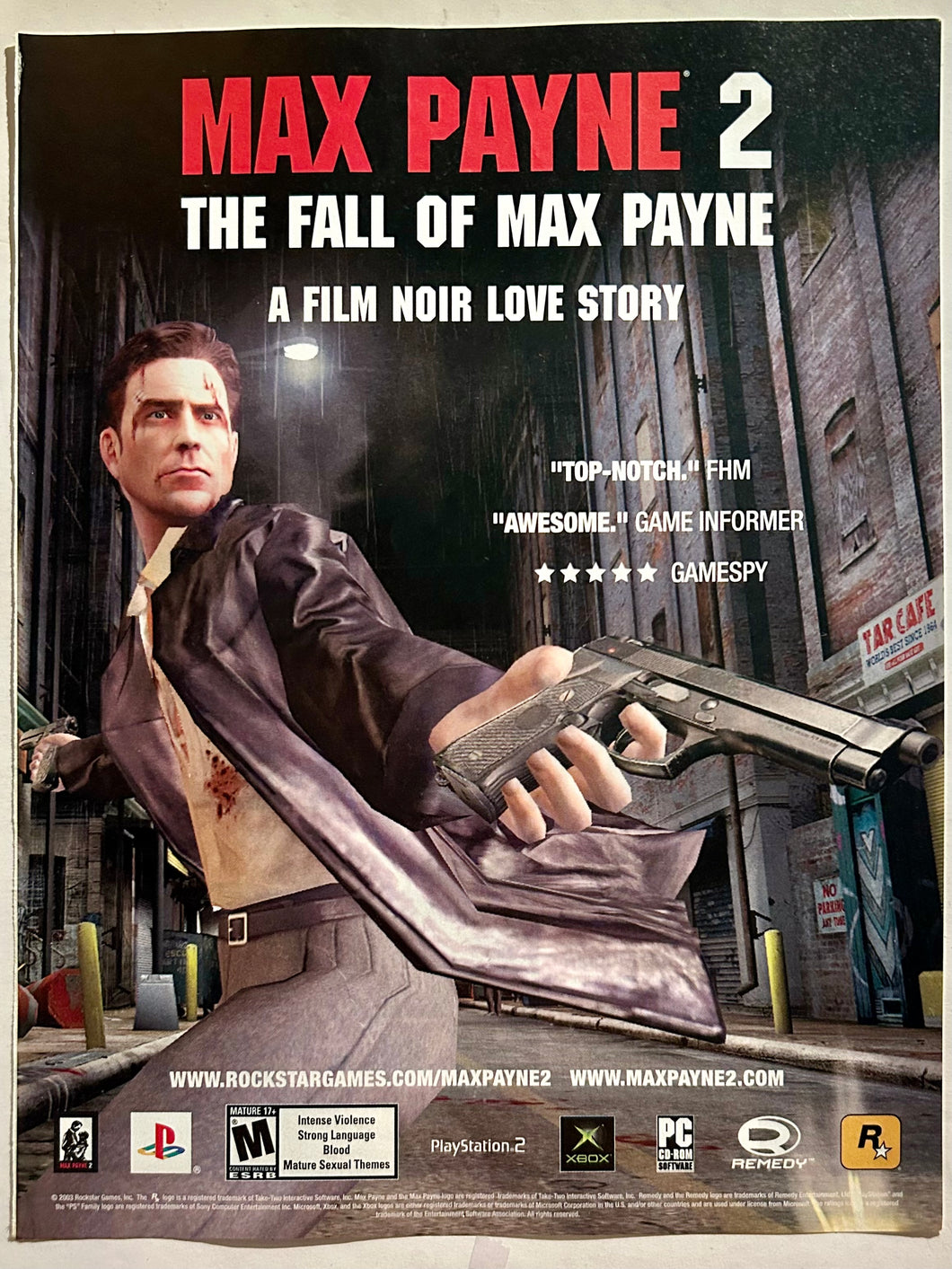 Max Payne 2 - PS2 Xbox PC - Original Vintage Advertisement - Print Ads - Laminated A4 Poster