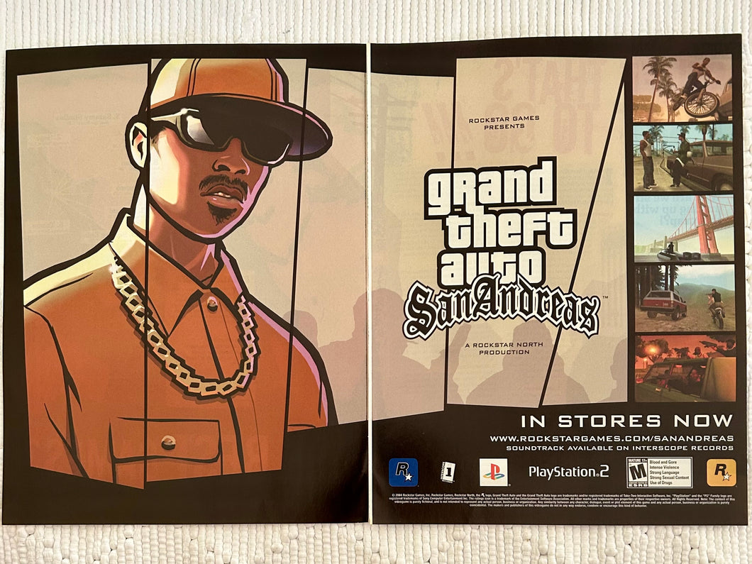 Grand Theft Auto: San Andreas - PS2 - Original Vintage Advertisement - Print Ads - Laminated A3 Poster