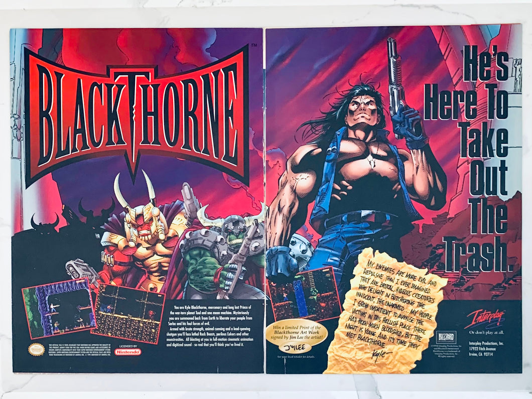 Black Thorne - SNES - Original Vintage Advertisement - Print Ads - Laminated A3 Poster