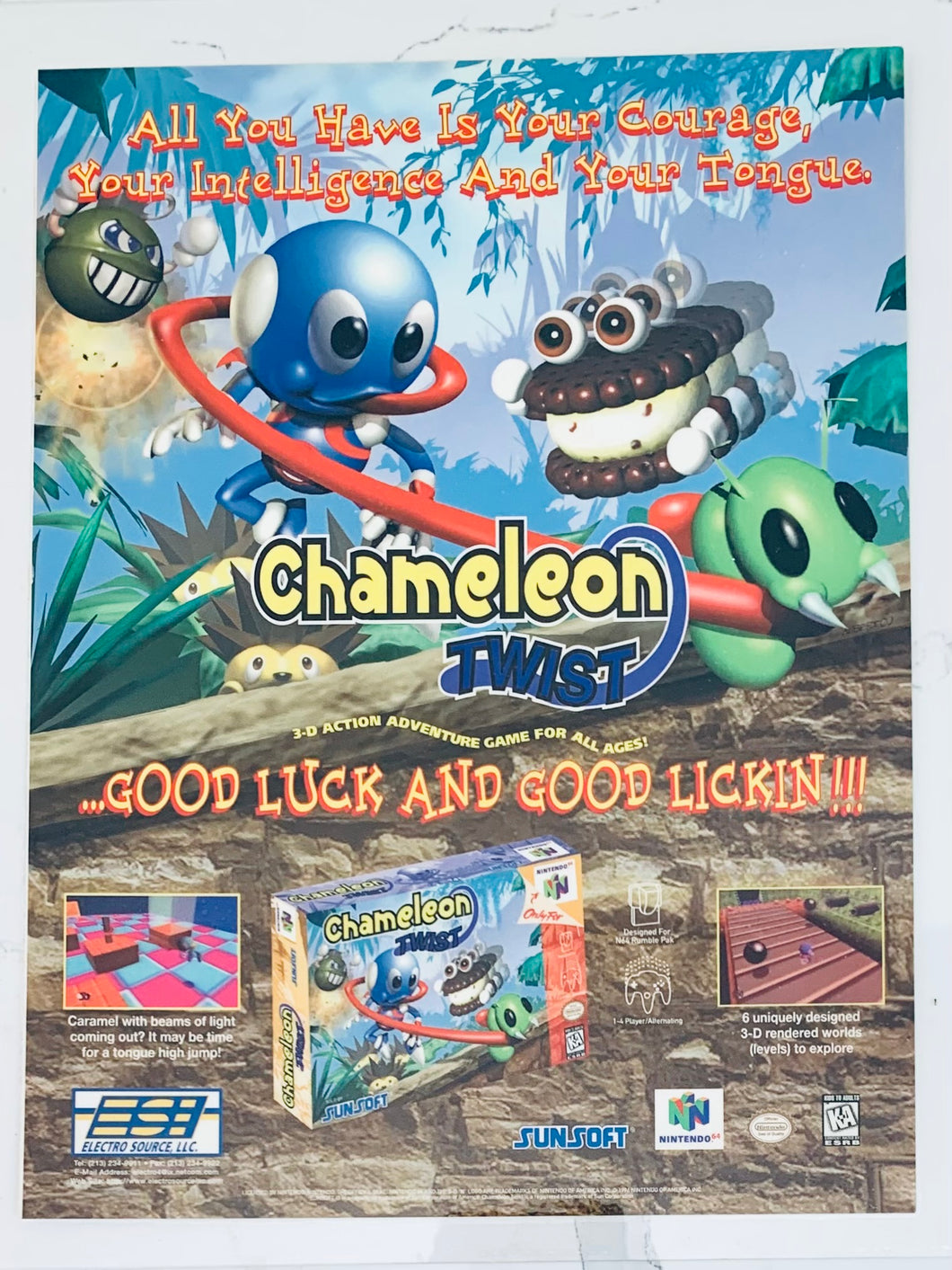 Chameleon Twist - N64 - Original Vintage Advertisement - Print Ads - Laminated A4 Poster