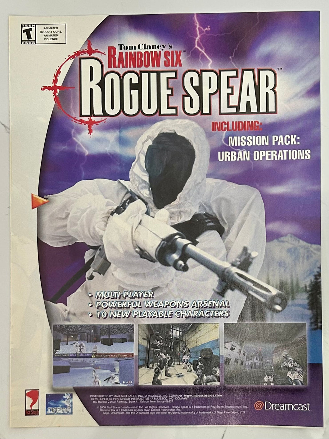 Tom Clancy’s Rainbow Six Rogue Spear - Dreamcast - Original Vintage Advertisement - Print Ads - Laminated A4 Poster