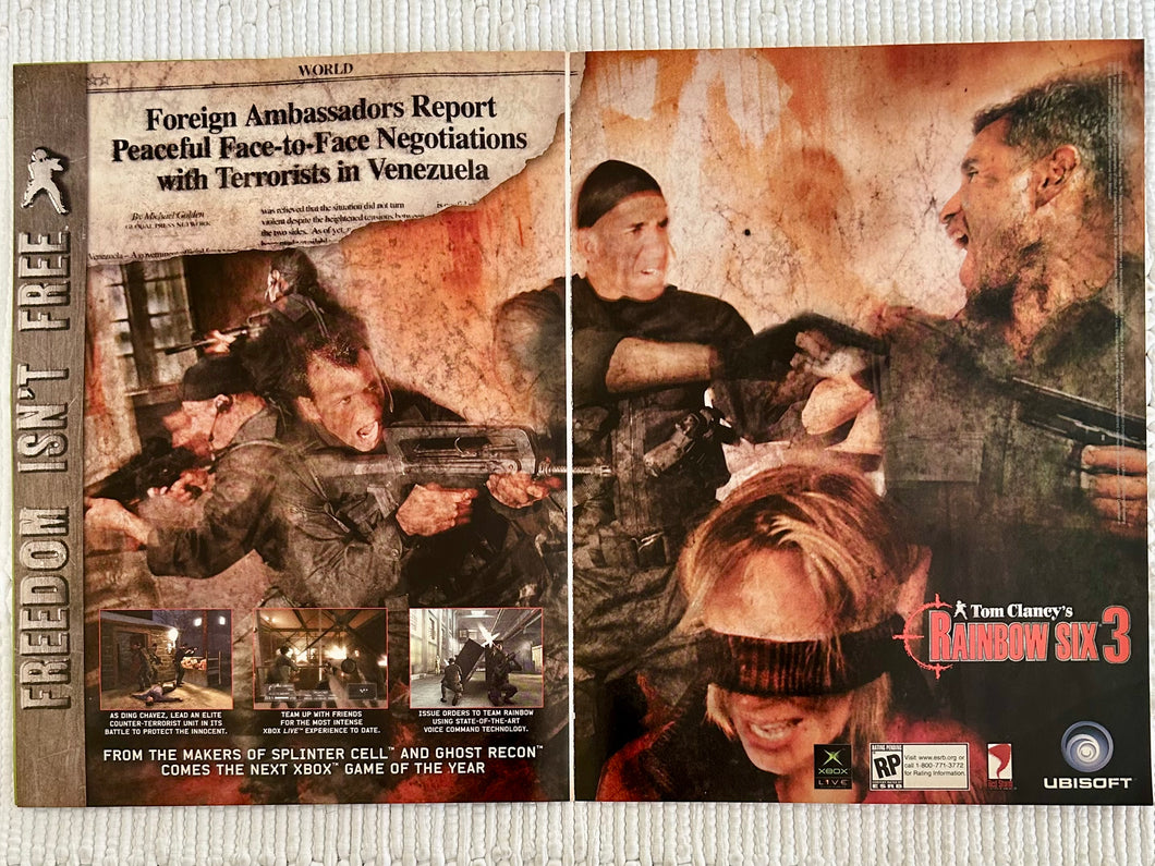 Tom Clancy's Rainbow Six 3 - Xbox - Original Vintage Advertisement - Print Ads - Laminated A3 Poster