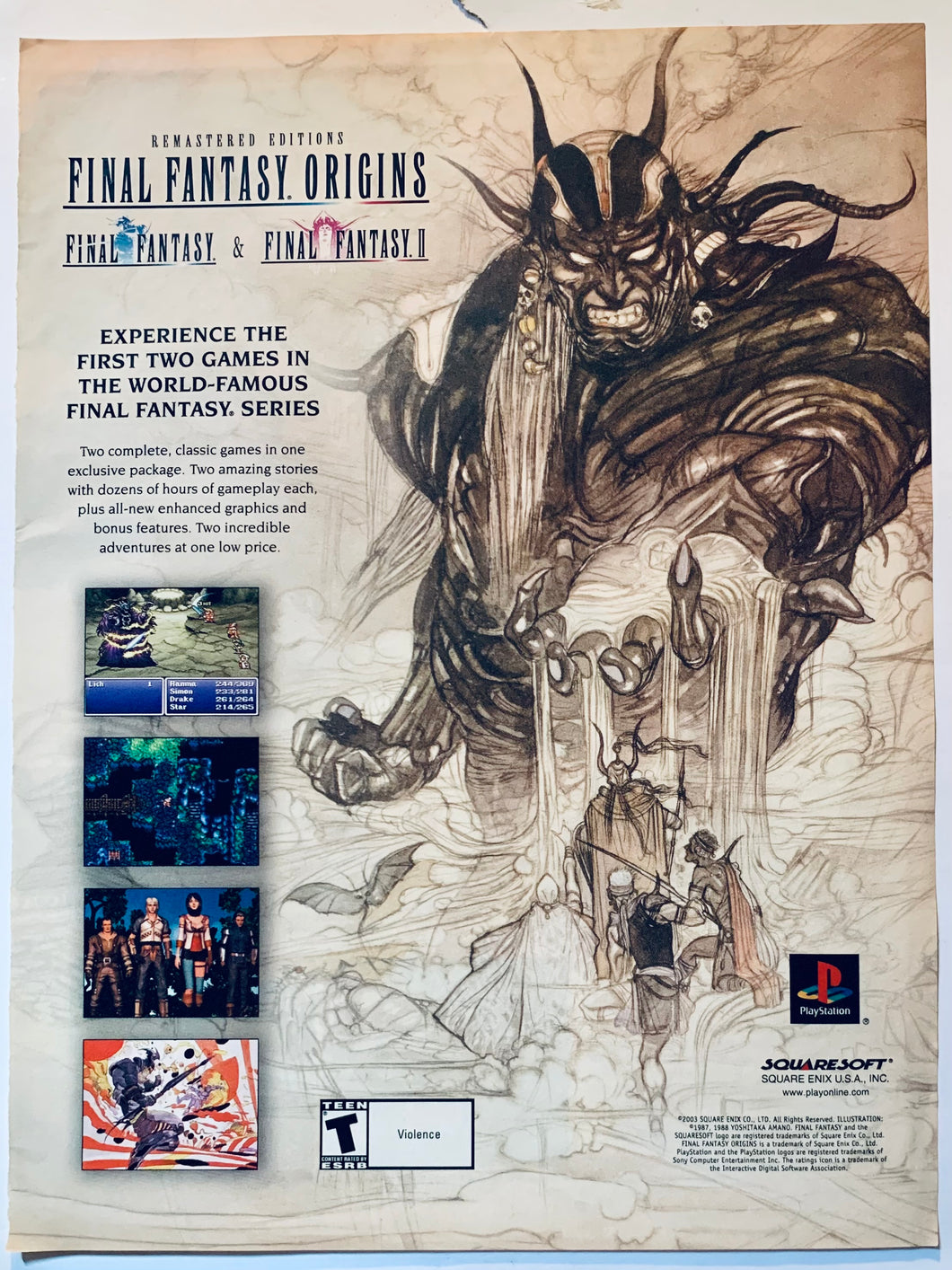 Final Fantasy Origins: FF & FFII - PlayStation - Original Vintage Advertisement - Print Ads - Laminated A4 Poster