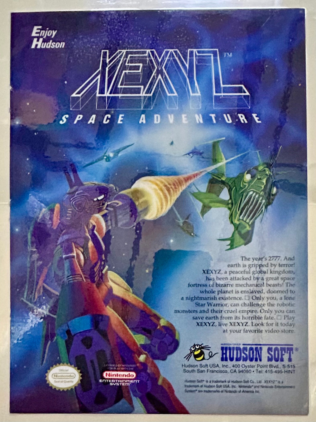 Xexyz - NES - Original Vintage Advertisement - Print Ads - Laminated A4 Poster