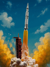 Load image into Gallery viewer, Summer of Rockets: Saturn V rocket lifting off - Diorama Figure (05)
