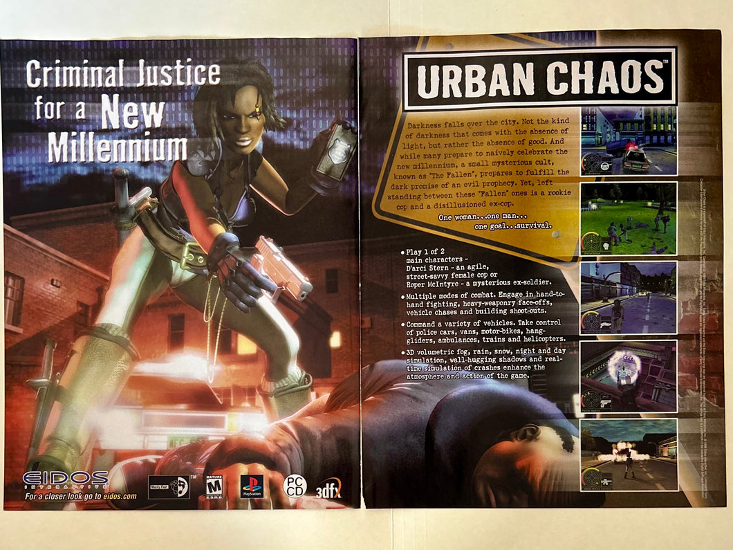 Urban Chaos - PlayStation PC - Original Vintage Advertisement - Print Ads - Laminated A3 Poster