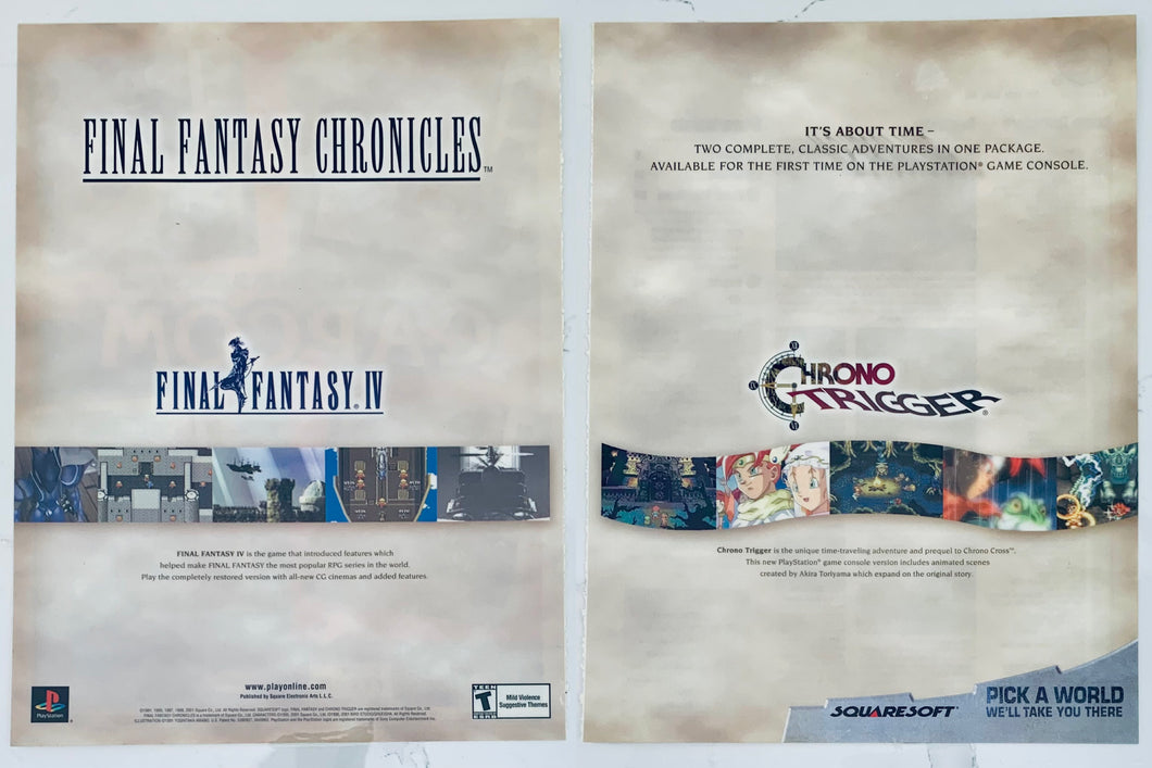 Final Fantasy Chronicles (FFV Chrono Trigger) - PlayStation - Original Vintage Advertisement - Print Ads - Laminated A4 Poster