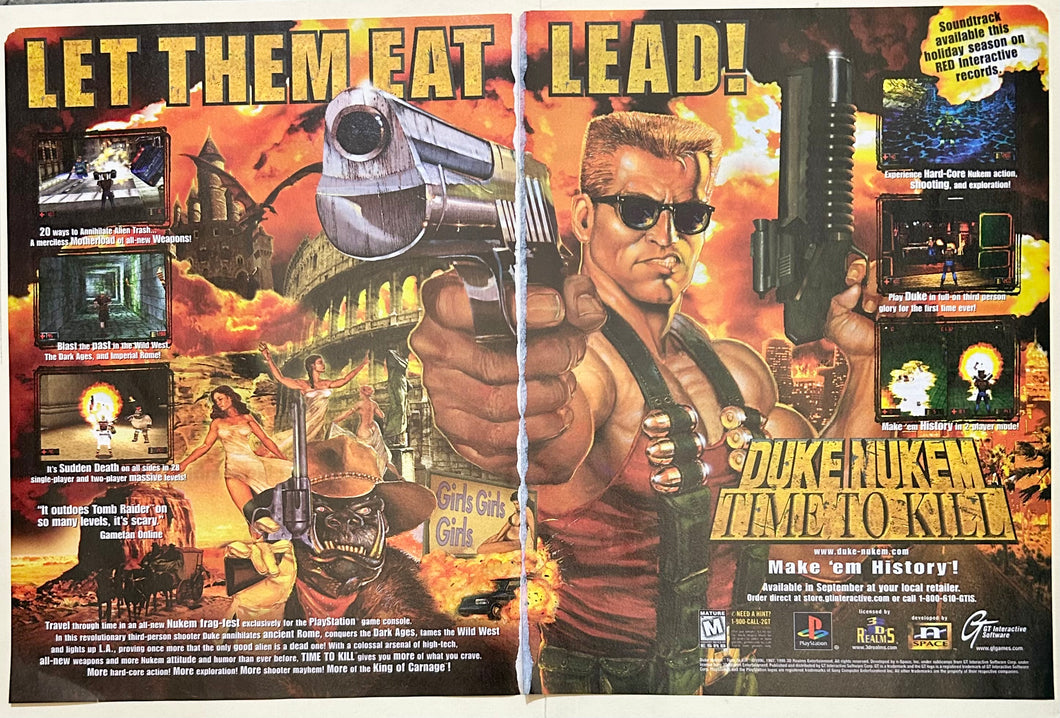 Duke Nukem: Time to Kill - PlayStation - Original Vintage Advertisement - Print Ads - Laminated A3 Poster