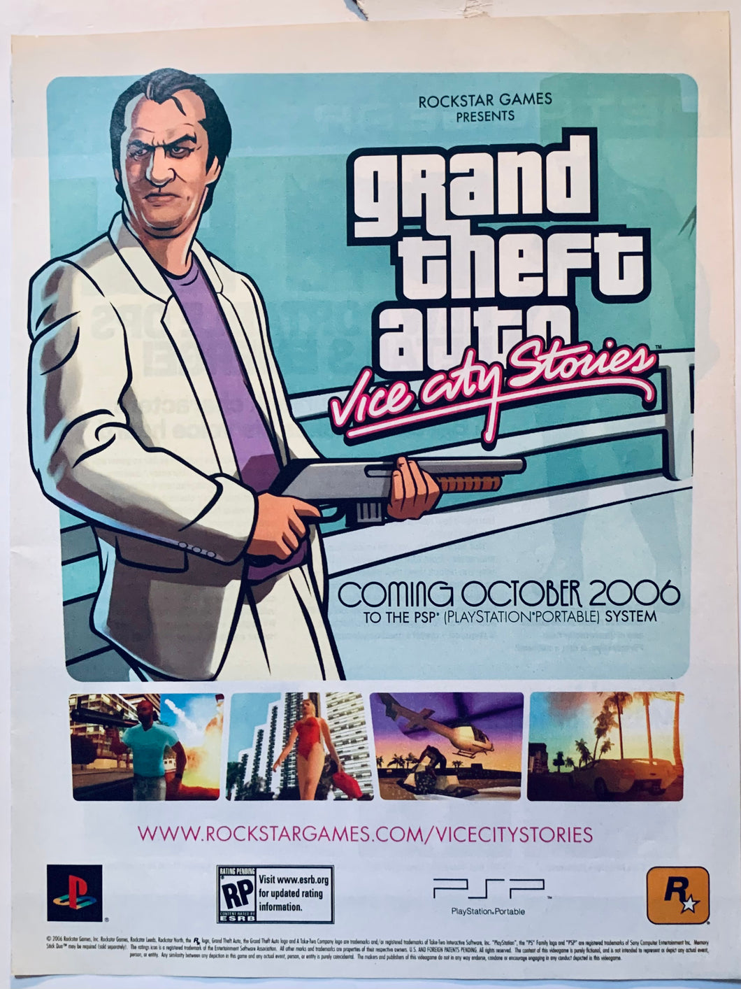 Grand Theft Auto: Vice City Stories - PSP - Original Vintage Advertisement - Print Ads - Laminated A4 Poster