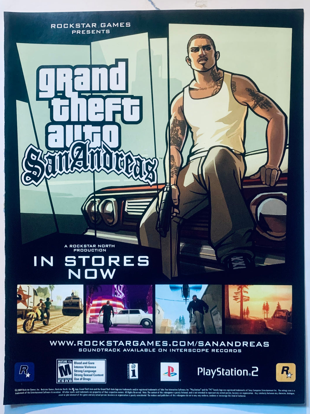 Grand Theft Auto: San Andreas - PS2 - Original Vintage Advertisement - Print Ads - Laminated A4 Poster