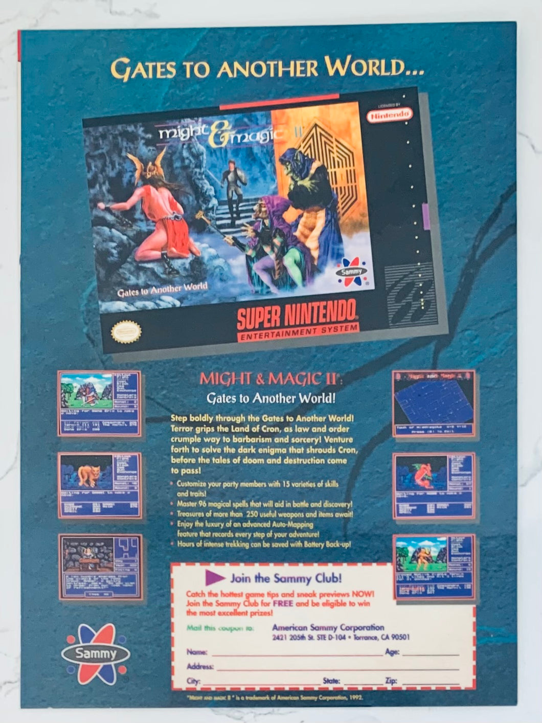 Might & Magic II - SNES - Original Vintage Advertisement - Print Ads - Laminated A4 Poster