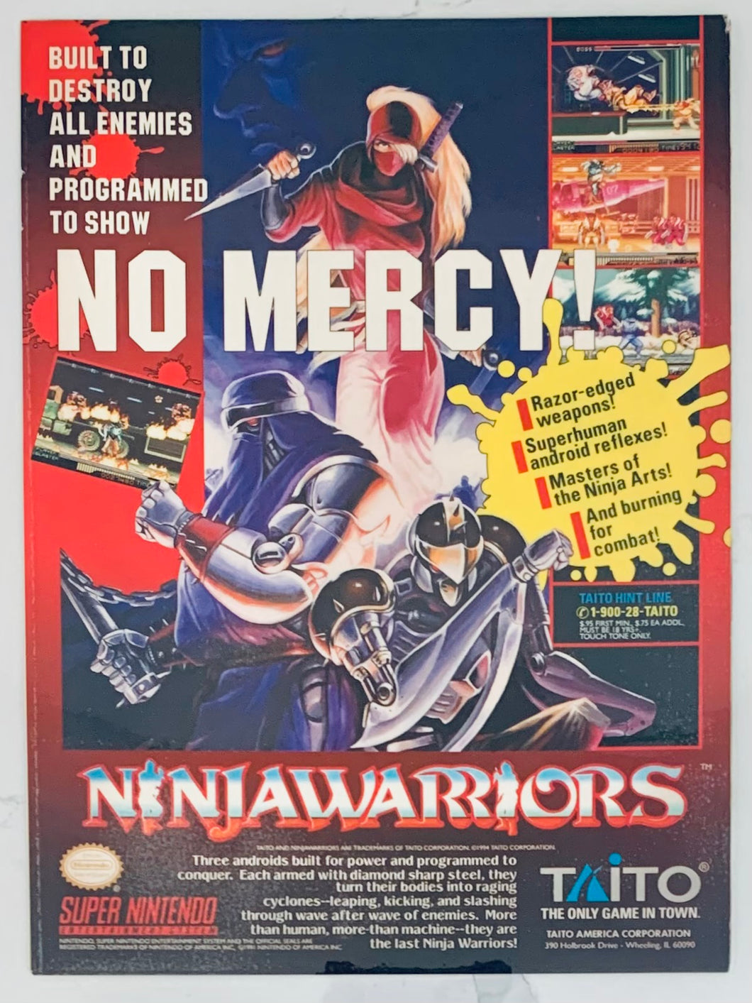 Ninja Warriors - SNES - Original Vintage Advertisement - Print Ads - Laminated A4 Poster