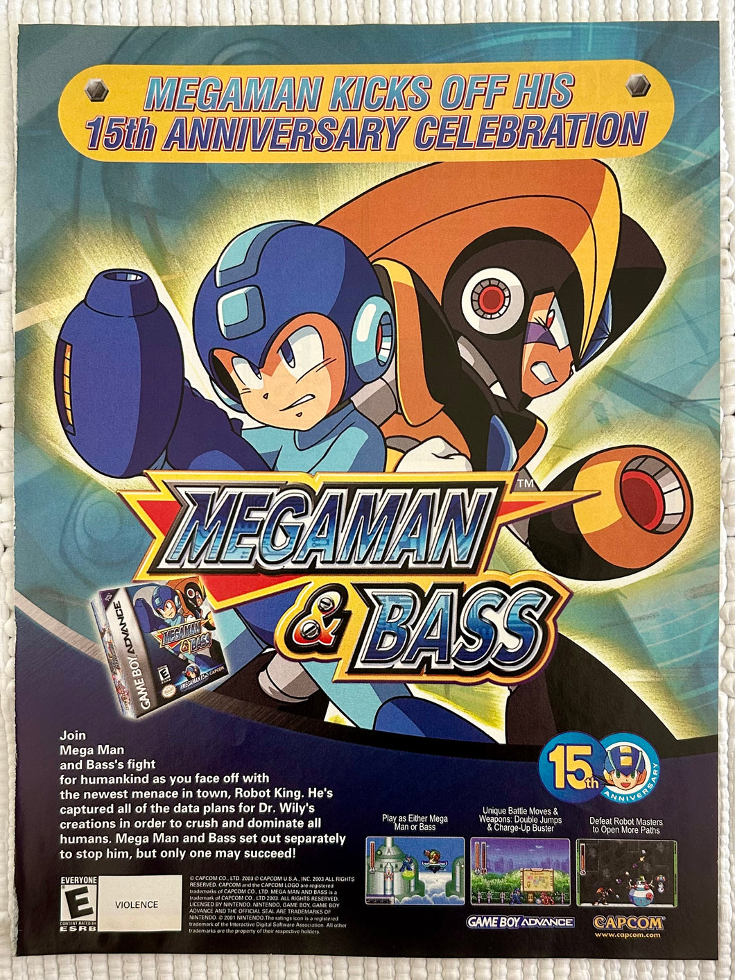 Mega Man & Bass - GBA - Original Vintage Advertisement - Print Ads - Laminated A4 Poster