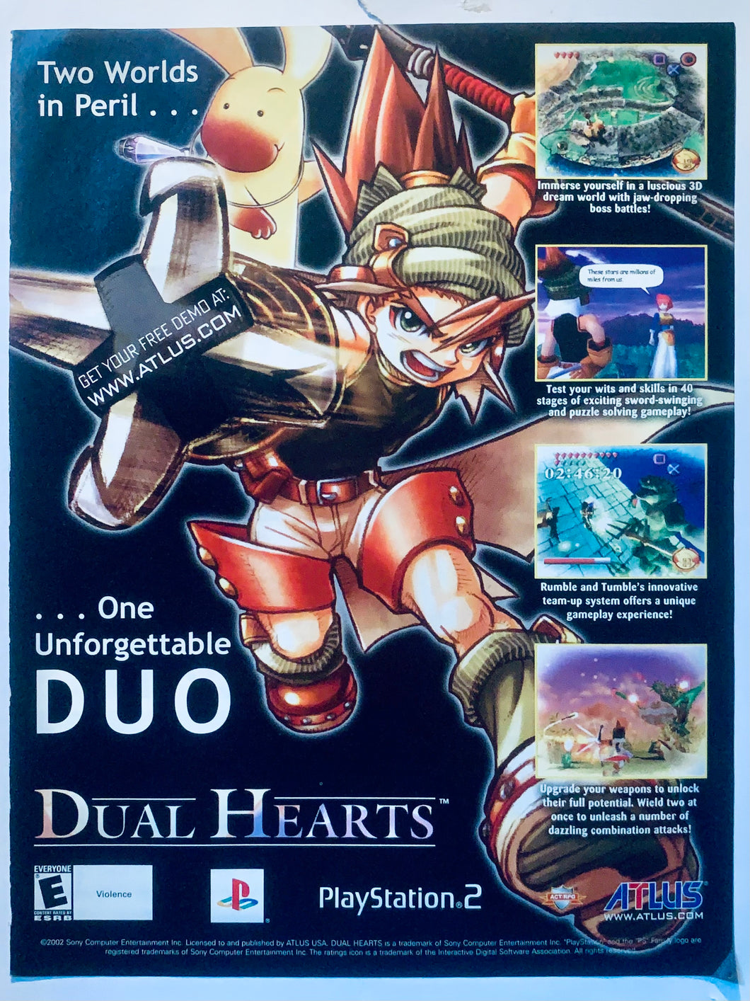 Dual Hearts - PS2 - Original Vintage Advertisement - Print Ads - Laminated A4 Poster