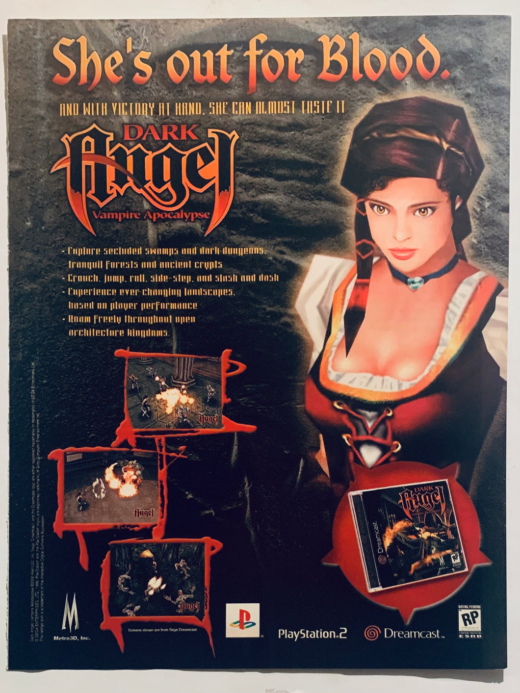Dark Angel: Vampire Apocalypse - PS2 Dreamcast - Original Vintage Advertisement - Print Ads - Laminated A4 Poster