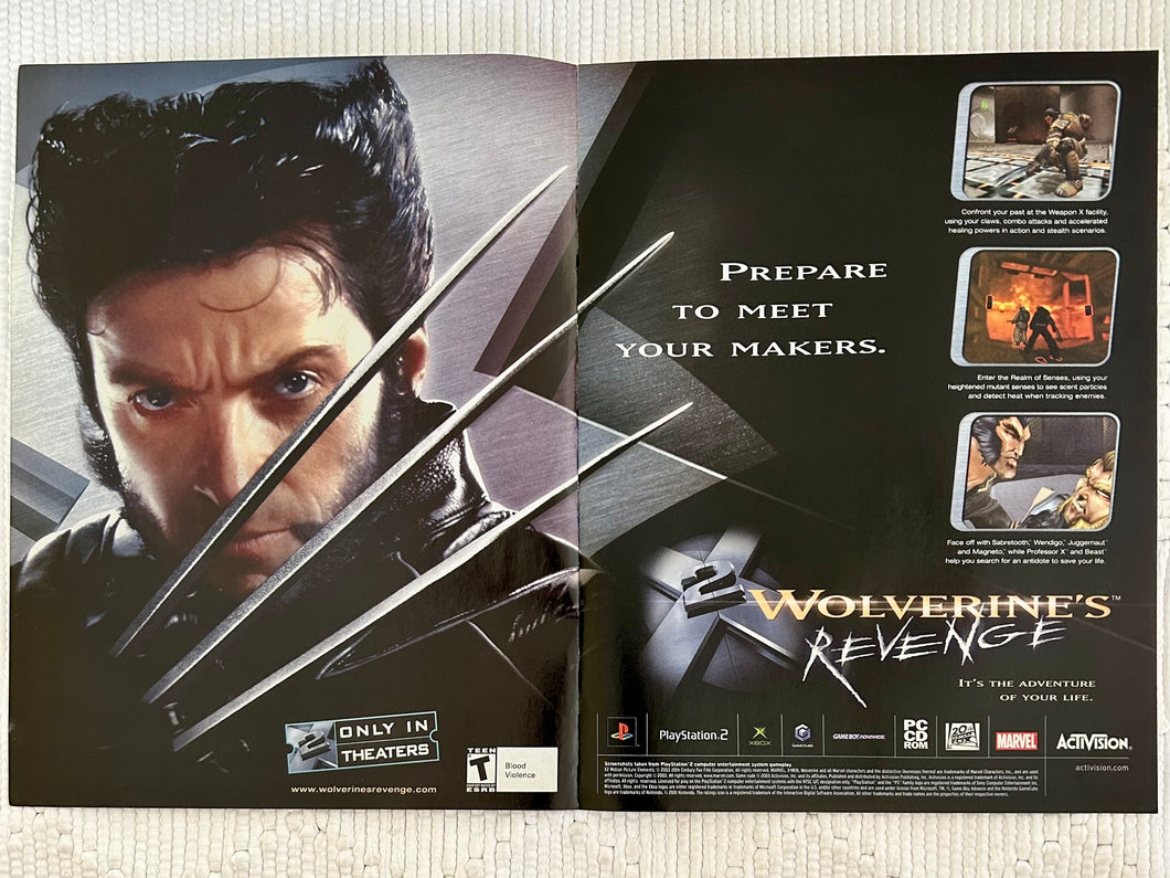 X2: Wolverine's Revenge - PS2 NGC Xbox GBA PC - Original Vintage Advertisement - Print Ads - Laminated A3 Poster