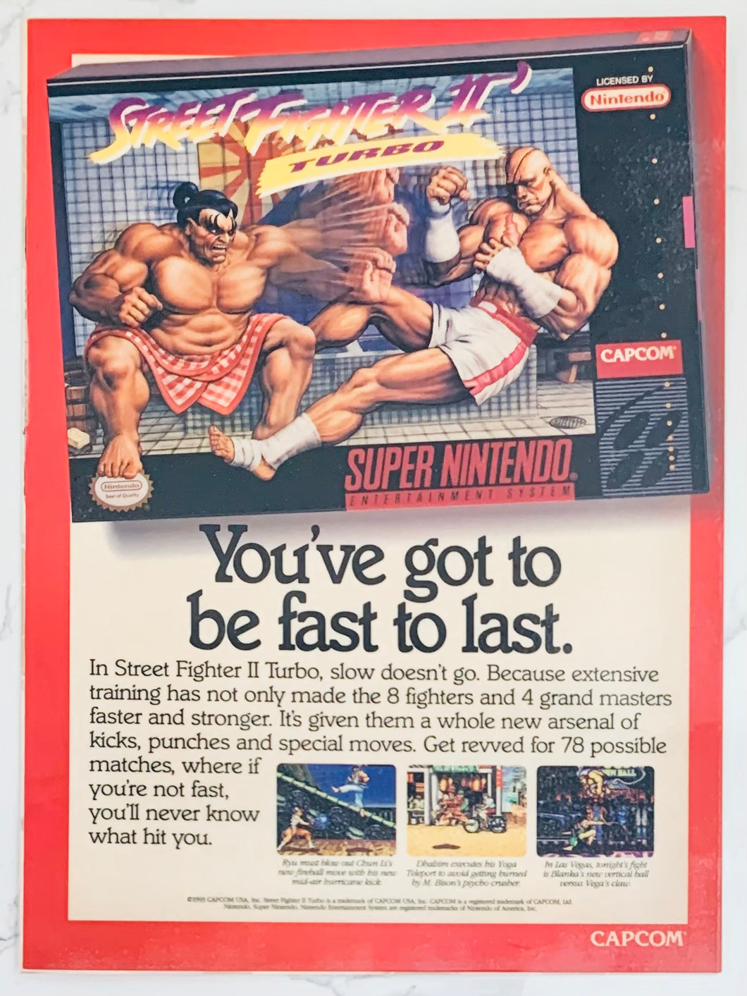Street Fighter II Turbo / Magic Sword - SNES - Original Vintage Advertisement - Print Ads - Laminated A4 Poster