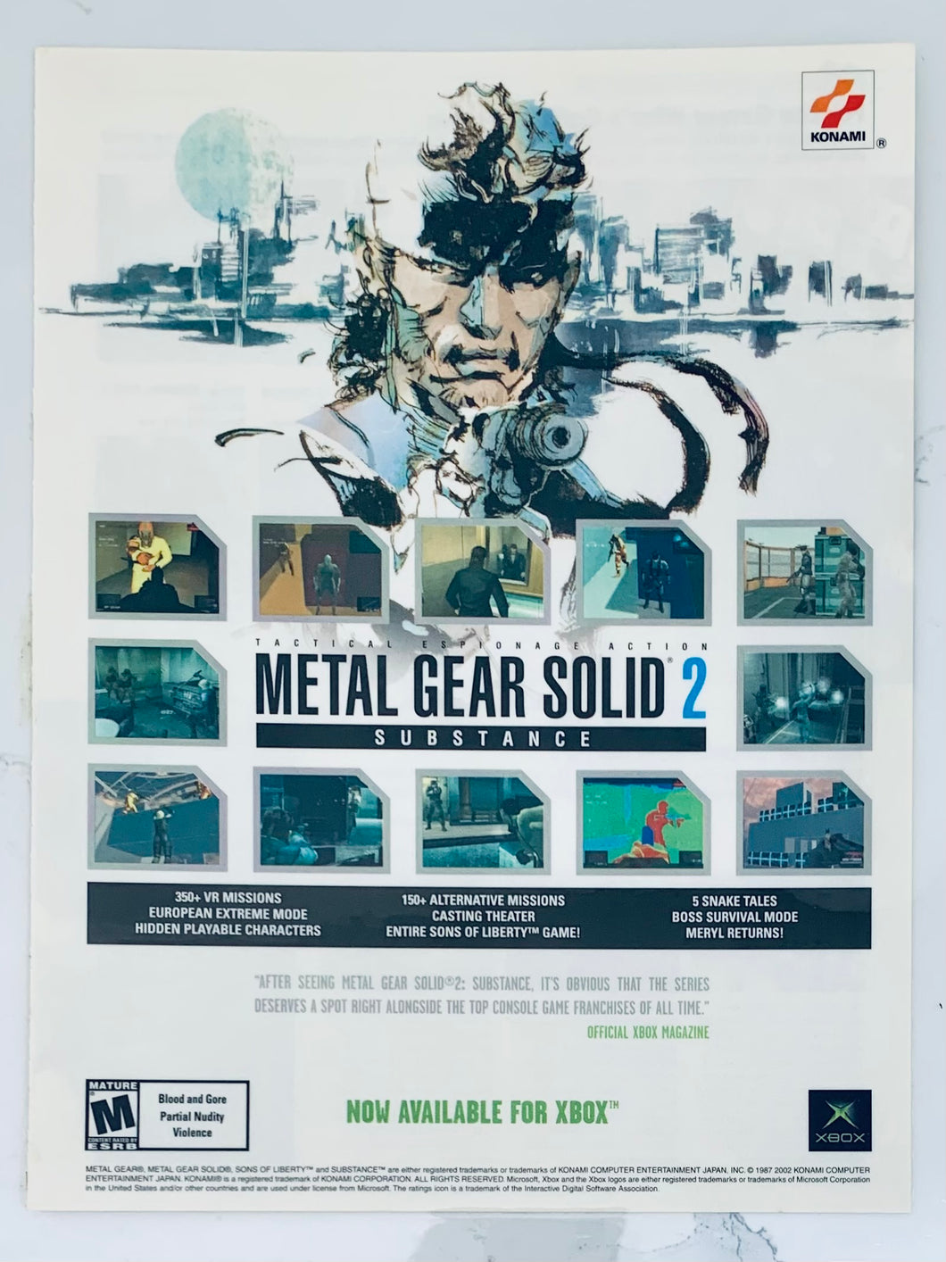 Metal Gear Solid 2: Substance - Xbox - Original Vintage Advertisement - Print Ads - Laminated A4 Poster