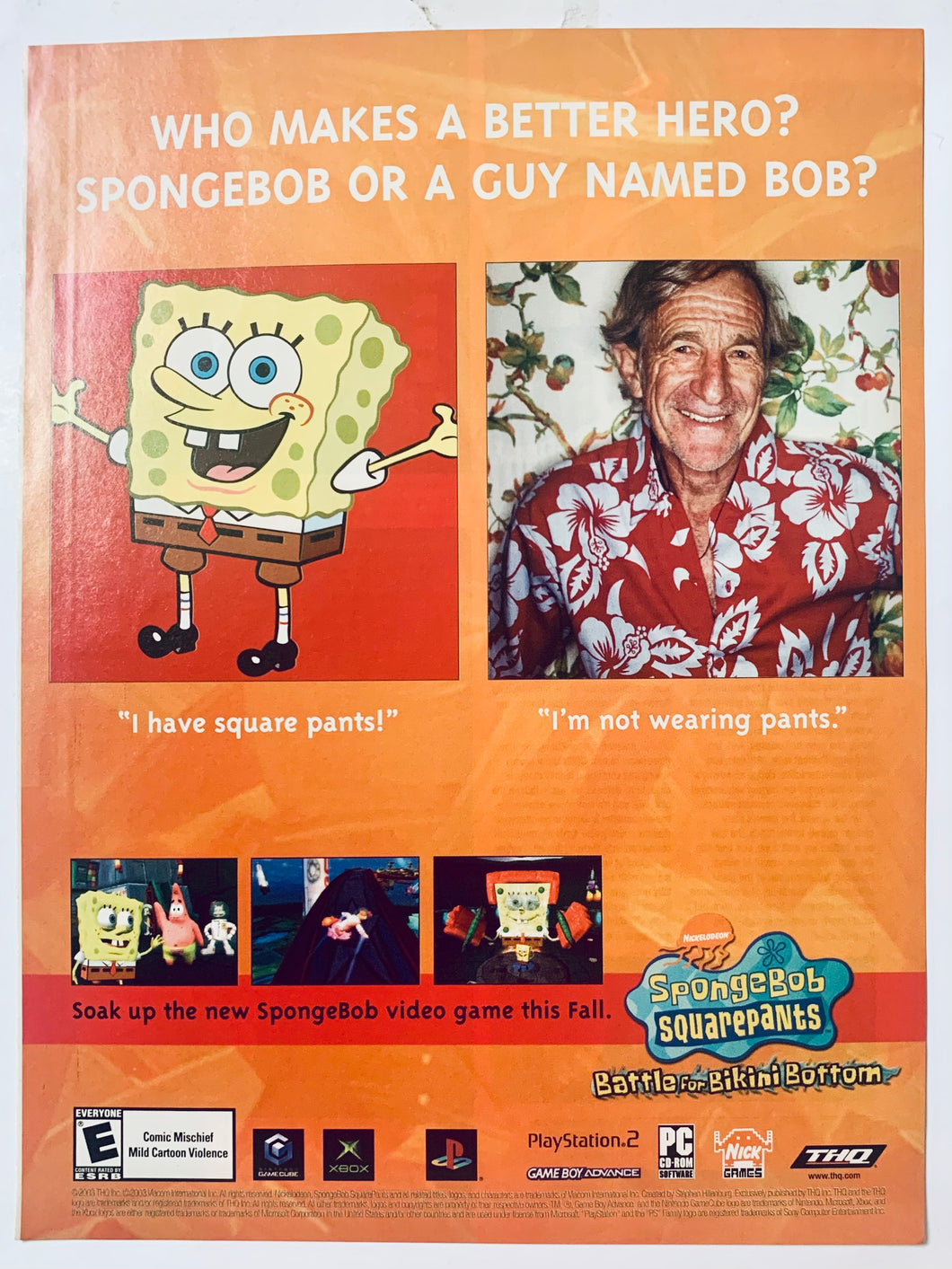 Spongebob Squarepants: Battle for Bikini Bottom - PS2 NGC Xbox GBA - Original Vintage Advertisement - Print Ads - Laminated A4 Poster