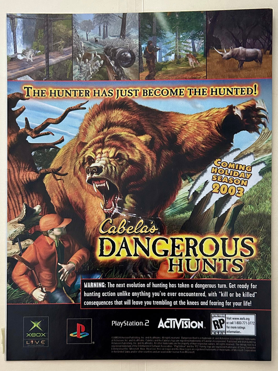 Cabela’s Dangerous Hunts - PS2 Xbox - Original Vintage Advertisement - Print Ads - Laminated A4 Poster