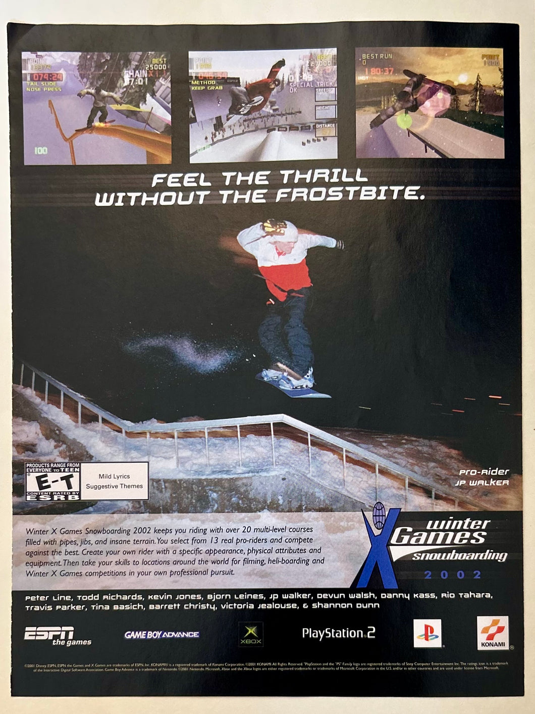 ESPN Winter X Games Snowboarding 2002 - PS2 Xbox GBA - Original Vintage Advertisement - Print Ads - Laminated A4 Poster