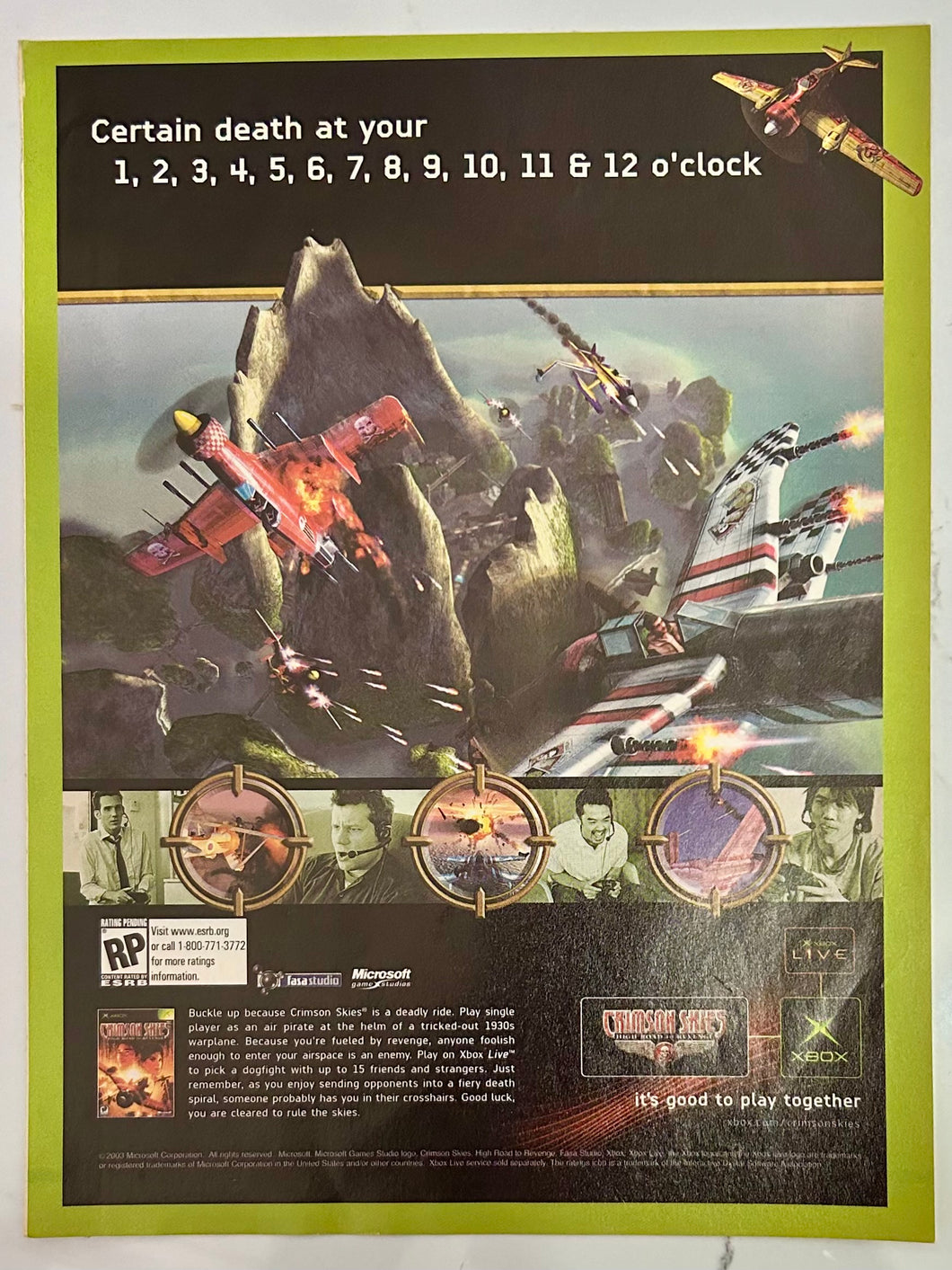 Crimson Skies - Xbox - Original Vintage Advertisement - Print Ads - Laminated A4 Poster