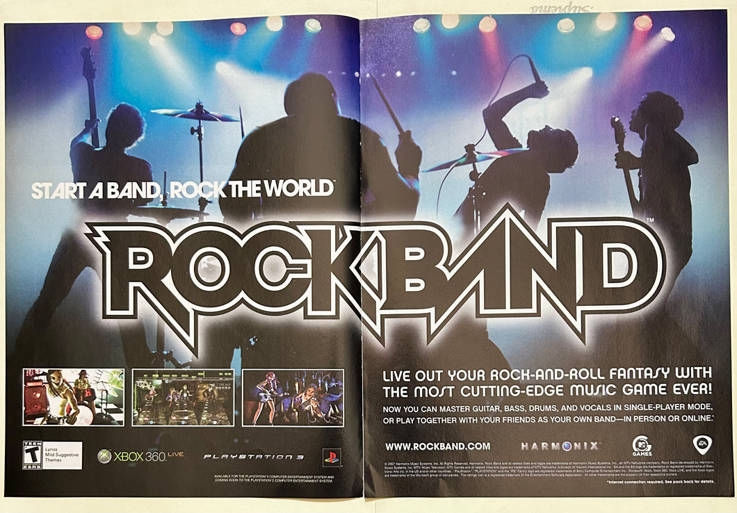 Rock Band - PS3 Xbox 360 - Original Vintage Advertisement - Print Ads - Laminated A3 Poster