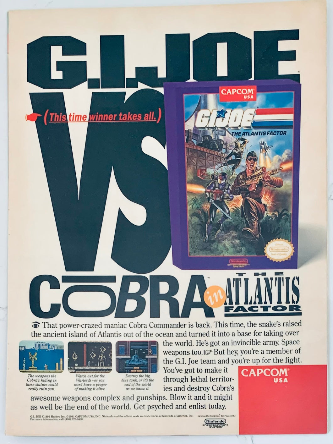 G.I. Joe: The Atlantis Factor - NES - Original Vintage Advertisement - Print Ads - Laminated A4 Poster