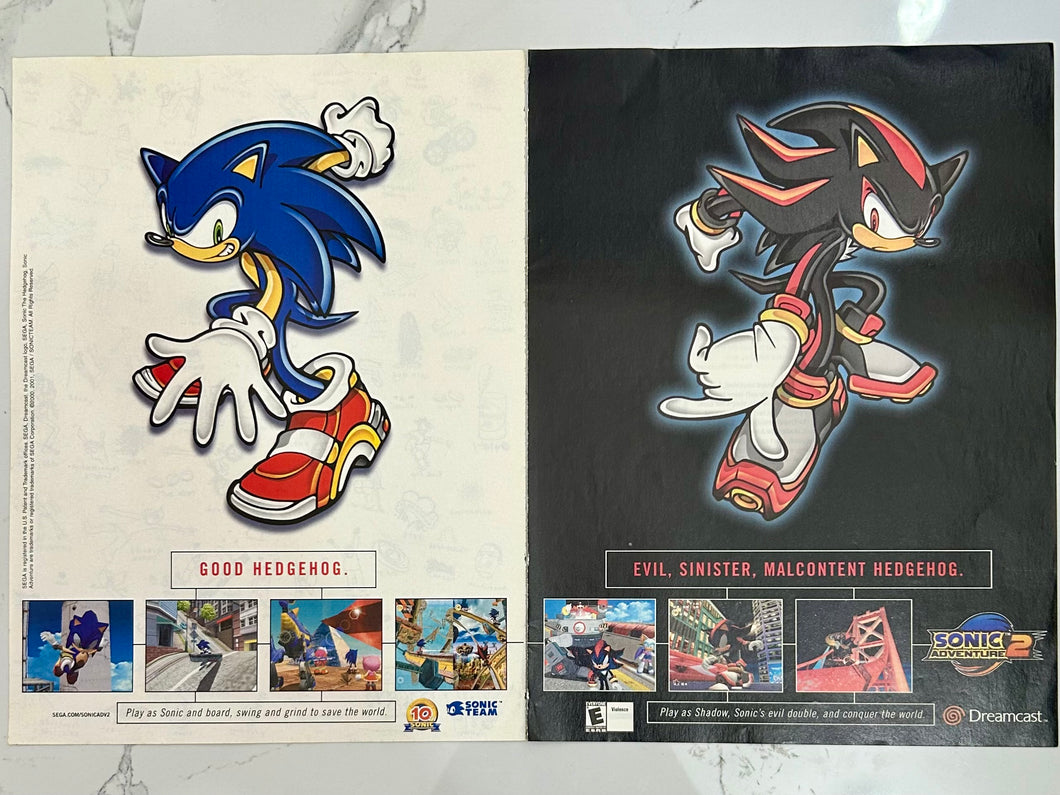 Sonic Adventures 2 - Dreamcast - Original Vintage Advertisement - Print Ads - Laminated A3 Poster