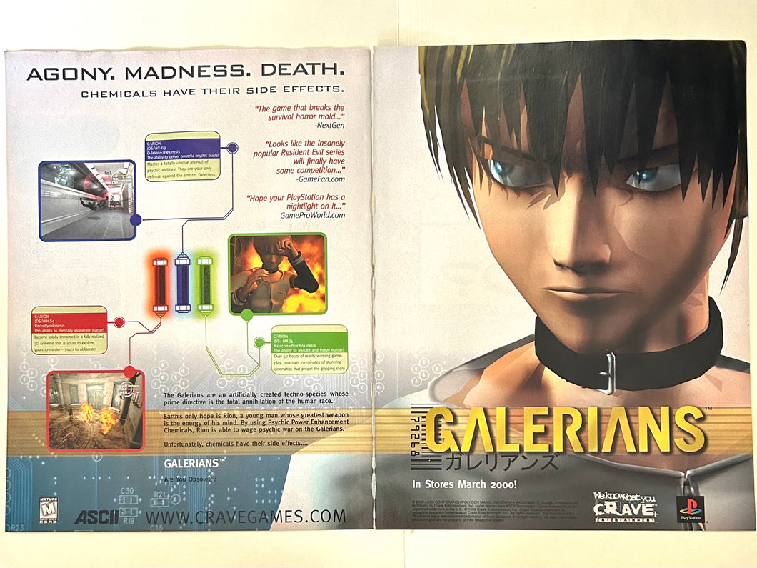 Galerians - PlayStation - Original Vintage Advertisement - Print Ads - Laminated A3 Poster