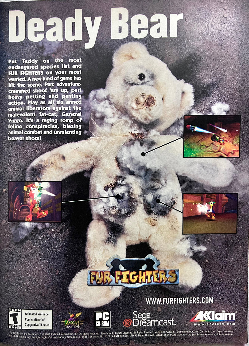 Fur Fighters - Dreamcast - Original Vintage Advertisement - Print Ads - Laminated A4 Poster