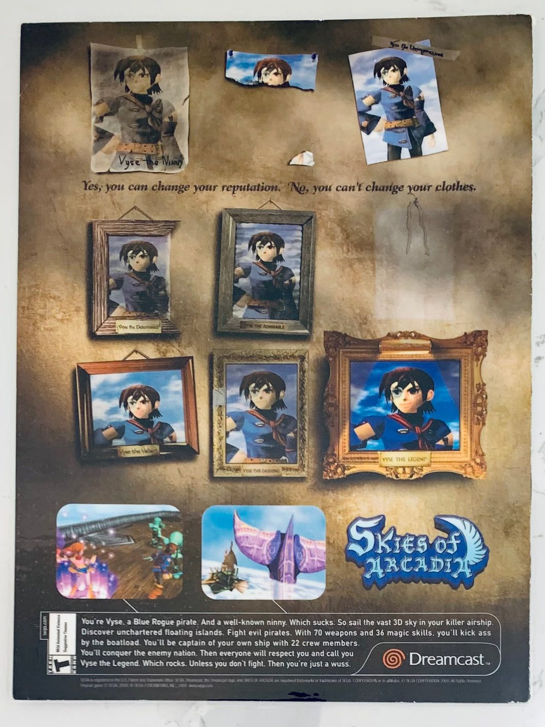 Skies of Arcadia - Dreamcast - Original Vintage Advertisement - Print Ads - Laminated A4 Poster