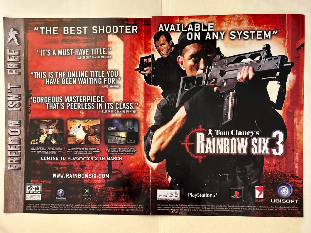 Tom Clancy’s Rainbow Six 3 - PS2 Xbox NGC - Original Vintage Advertisement - Print Ads - Laminated A3 Poster