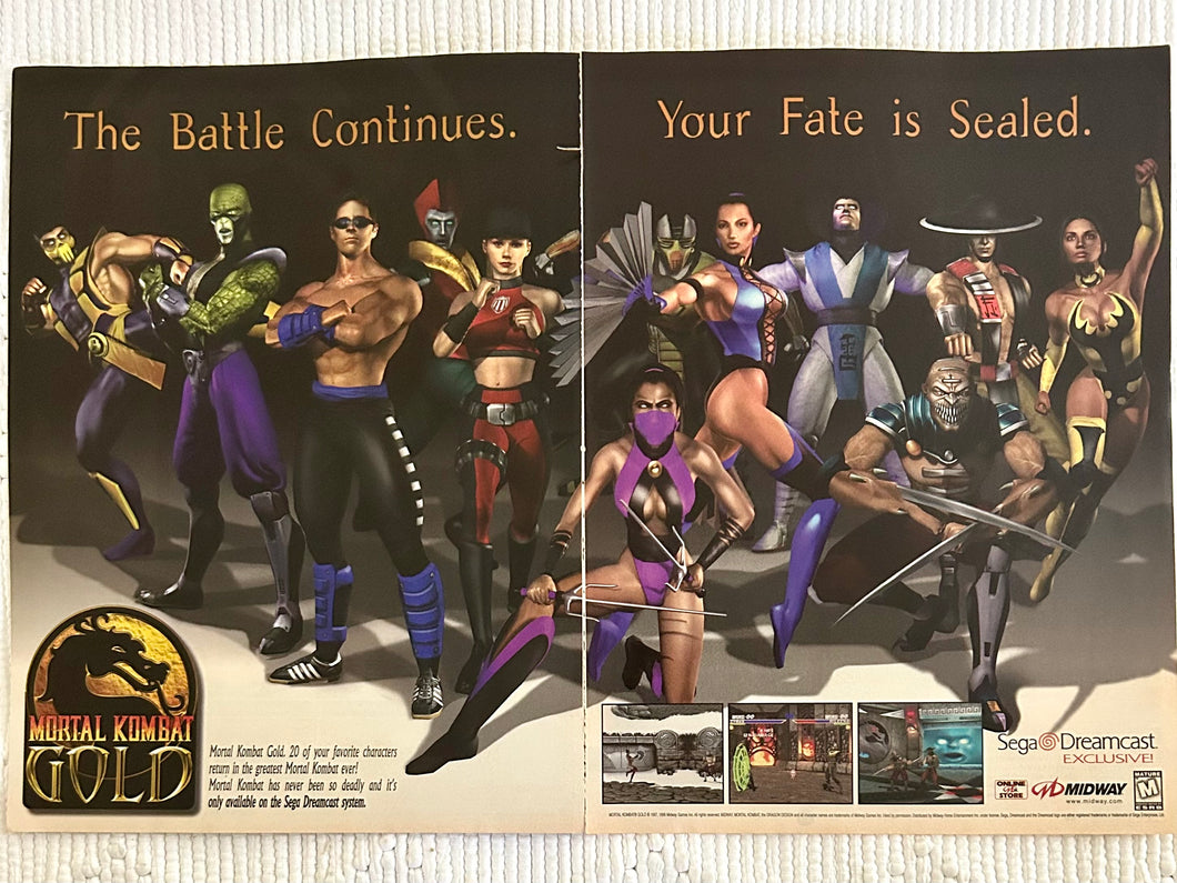 Mortal Kombat Gold - Dreamcast - Original Vintage Advertisement - Print Ads - Laminated A3 Poster
