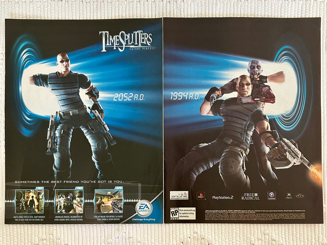 Time Splitters: Future Perfect - PS2 Xbox NGC - Original Vintage Advertisement - Print Ads - Laminated A3 Poster