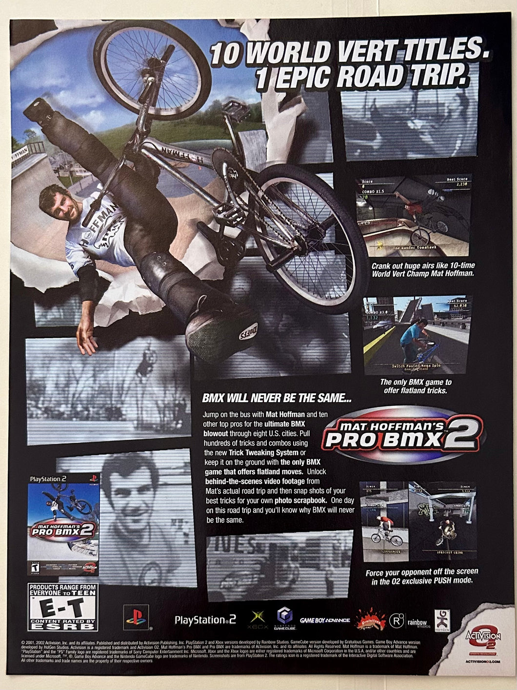 Mat Hoffman’s Pro BMX 2 - PS2 Xbox NGC GBA - Original Vintage Advertisement - Print Ads - Laminated A4 Poster