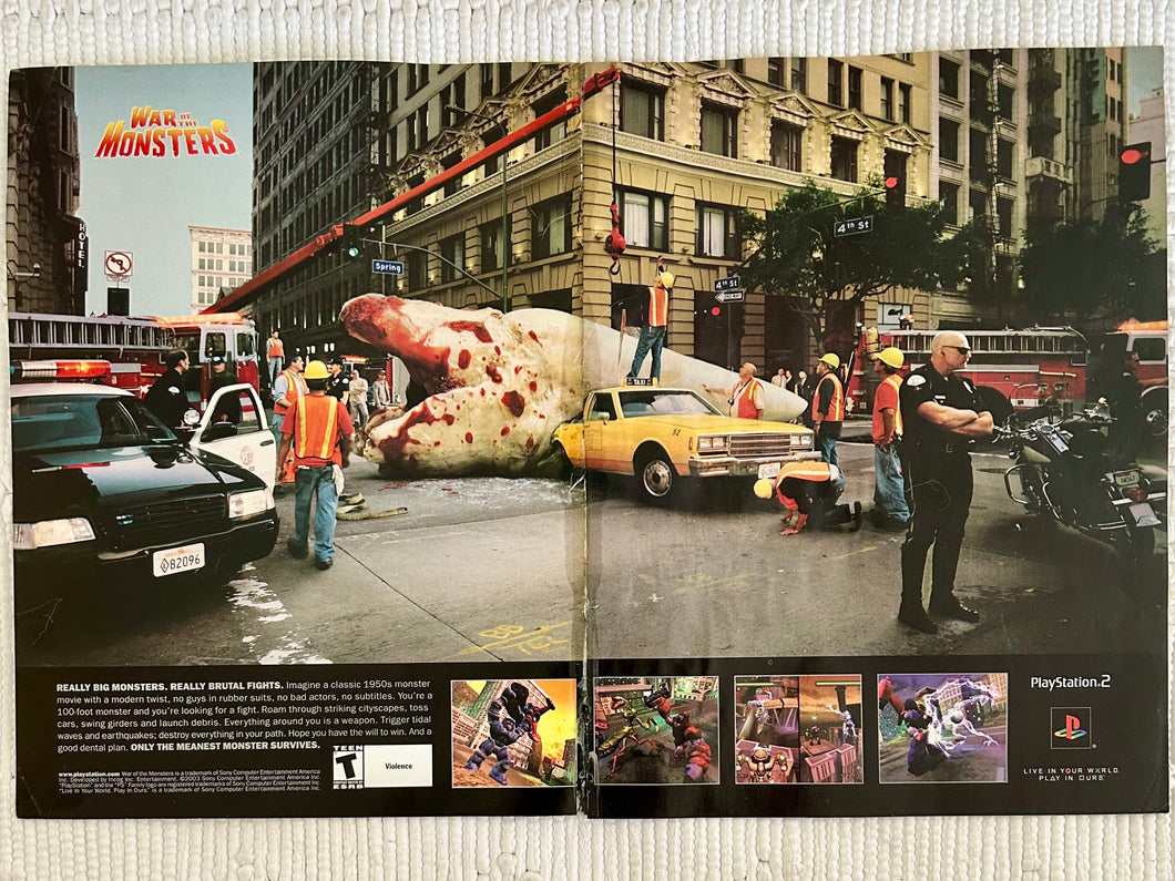 war of the monsters poster War of the Monsters - PS2 - Original Vintage Advertisement