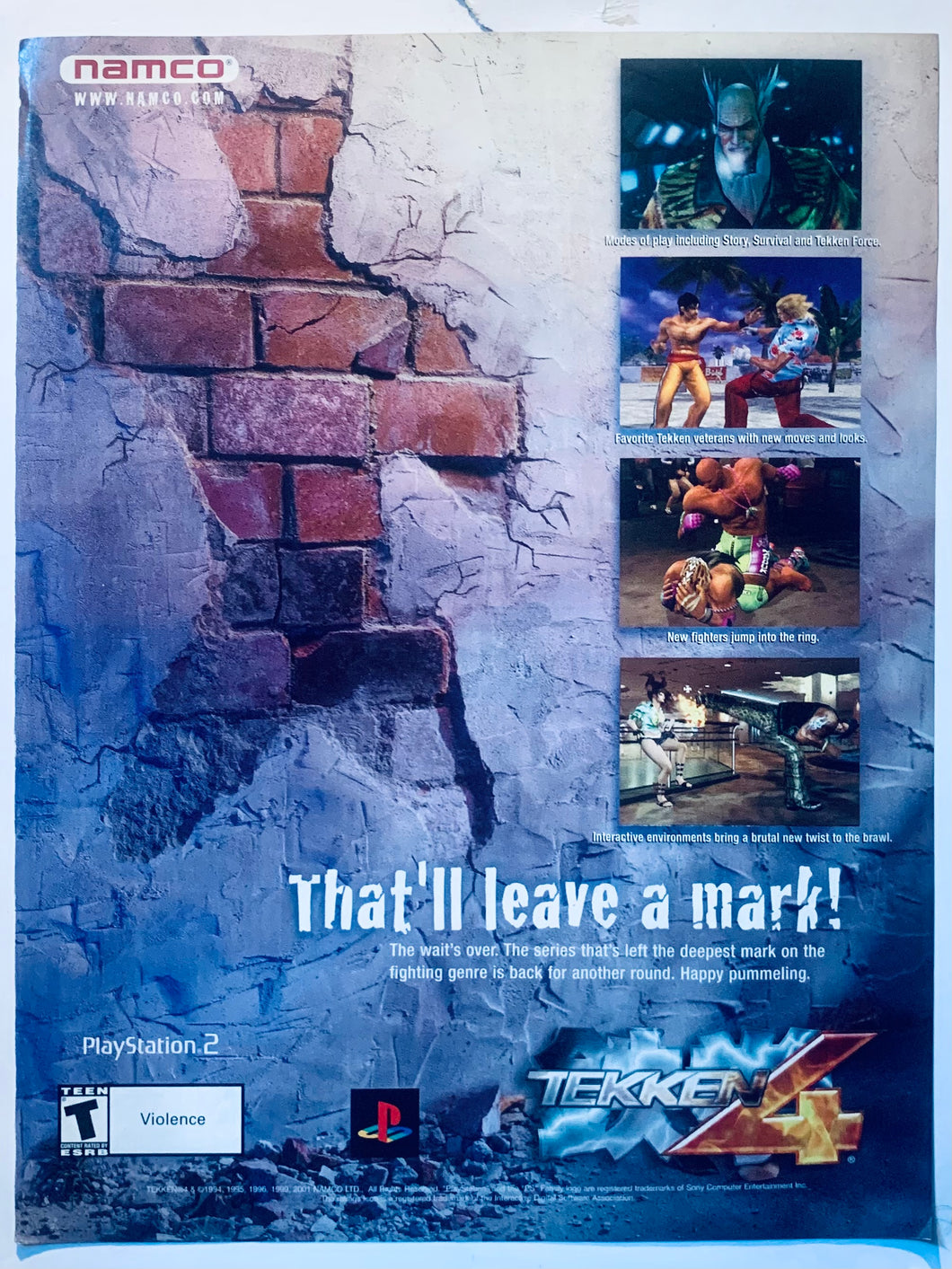 Tekken 4 - PS2 - Original Vintage Advertisement - Print Ads - Laminated A4 Poster