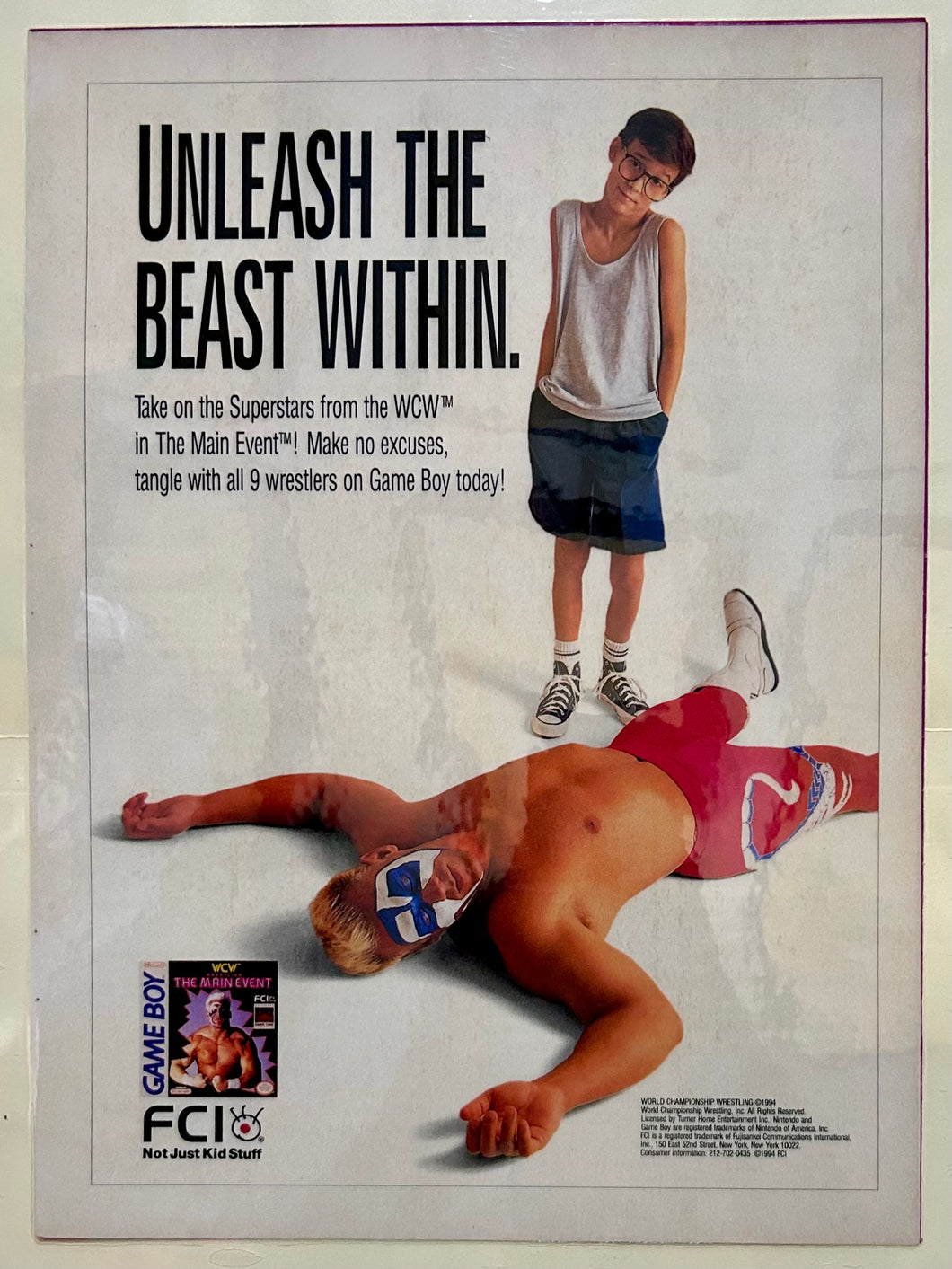 WCW: The Main Event - GameBoy - Original Vintage Advertisement - Print Ads - Laminated A4 Poster
