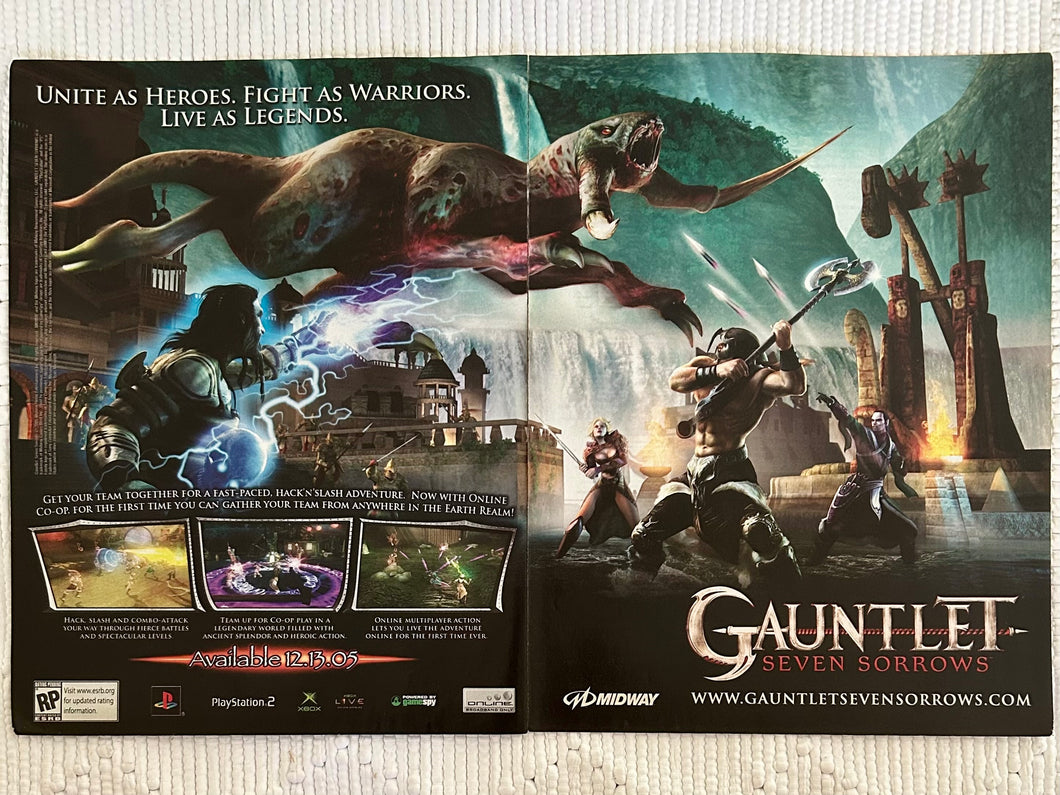 Gauntlet: Seven Sorrows - PS2 Xbox - Original Vintage Advertisement - Print Ads - Laminated A3 Poster