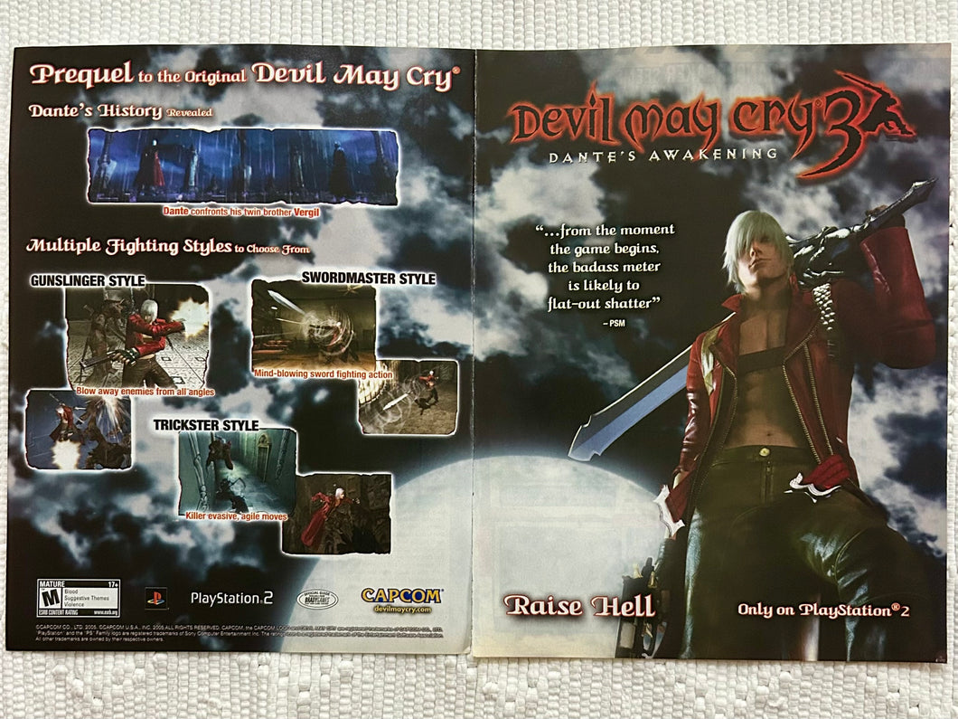 Devil May Cry 3: Dante’s Awakening - PS2 - Original Vintage Advertisement - Print Ads - Laminated A3 Poster