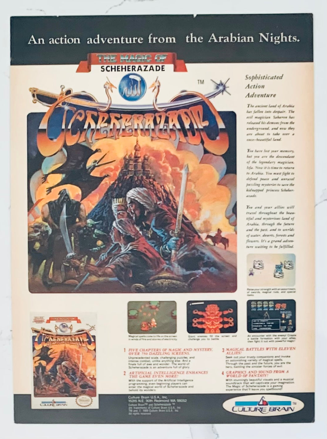 The Magic of Scheherazade - NES - Original Vintage Advertisement - Print Ads - Laminated A4 Poster