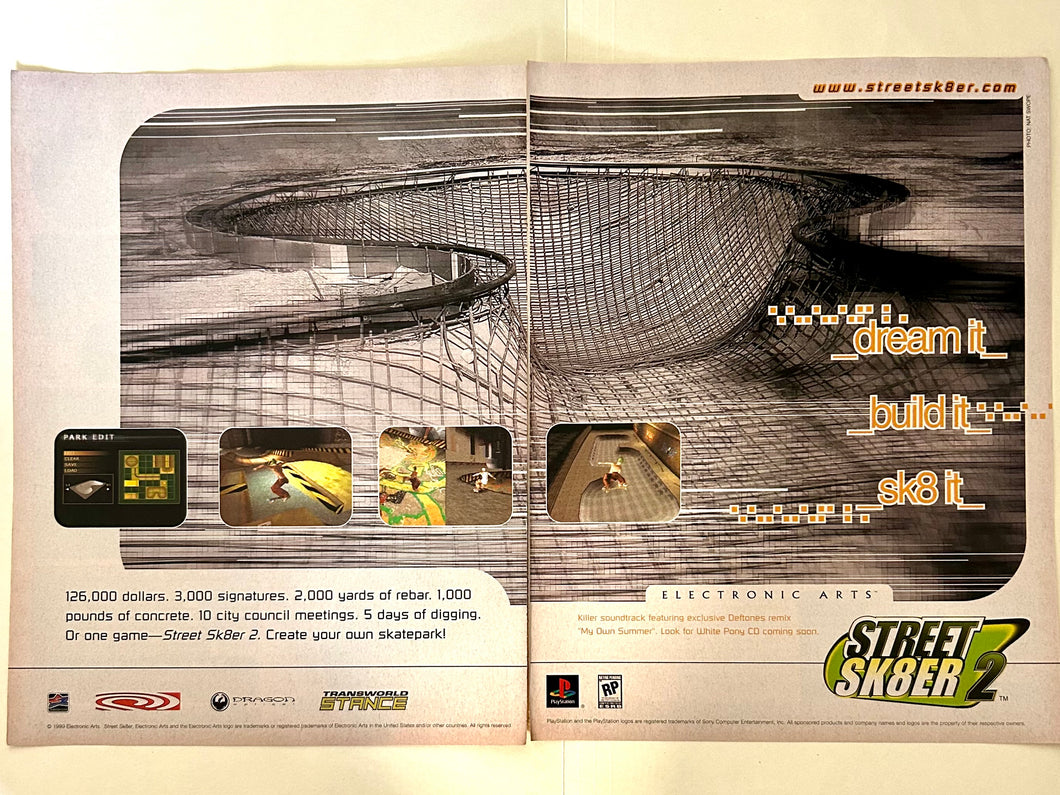 Street Sk8er 2 - PlayStation - Original Vintage Advertisement - Print Ads - Laminated A3 Poster