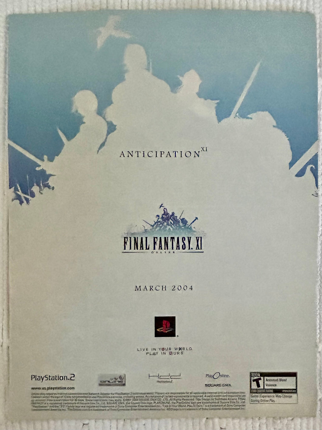 Final Fantasy XI Online - PS2 - Original Vintage Advertisement - Print Ads - Laminated A4 Poster