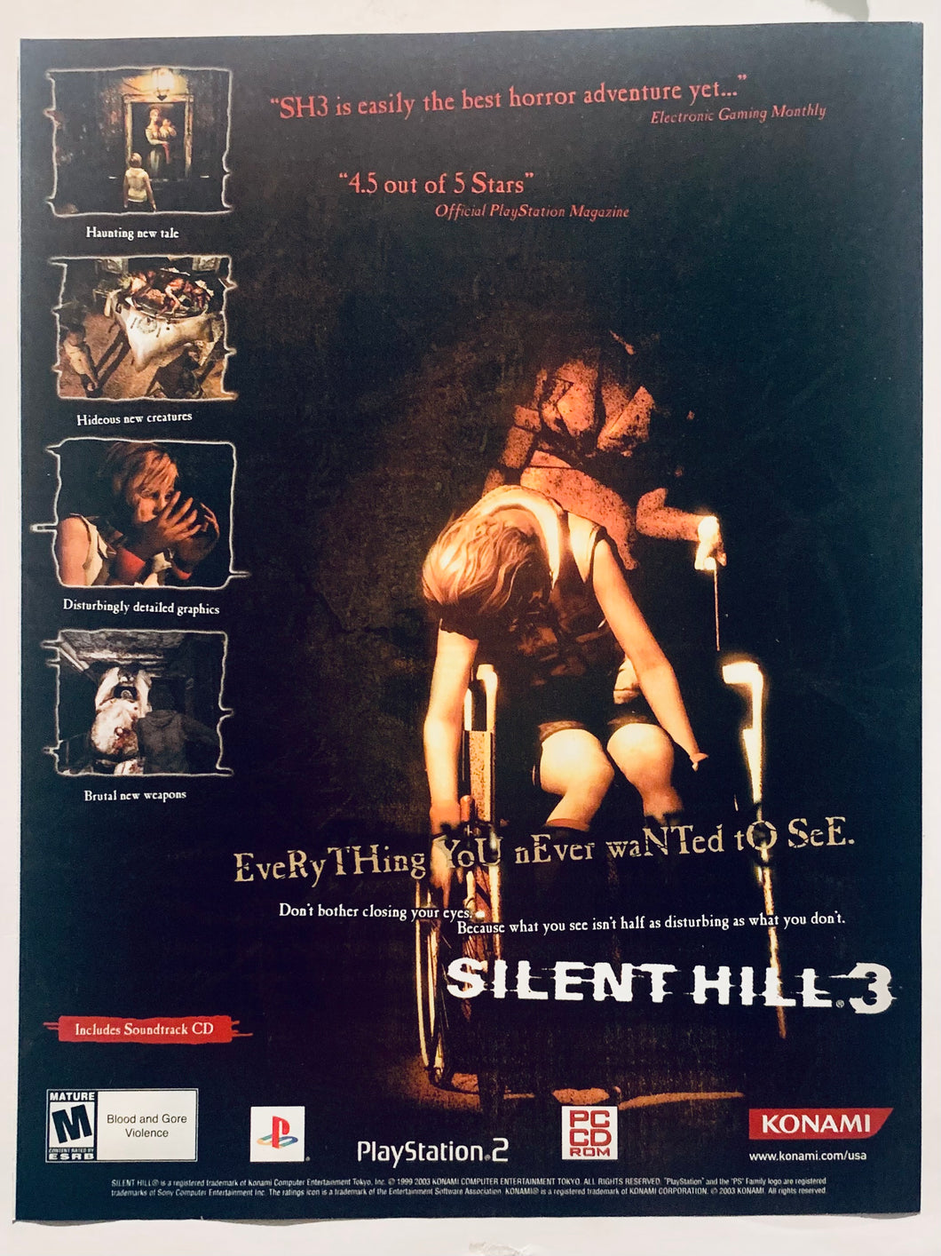 Silent Hill 3 - PS2 - Original Vintage Advertisement - Print Ads - Laminated A4 Poster