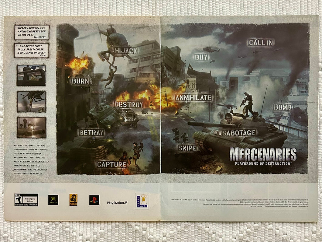 Mercenaries: Playground of Destruction - PS2 Xbox - Original Vintage Advertisement - Print Ads - Laminated A3 Poster