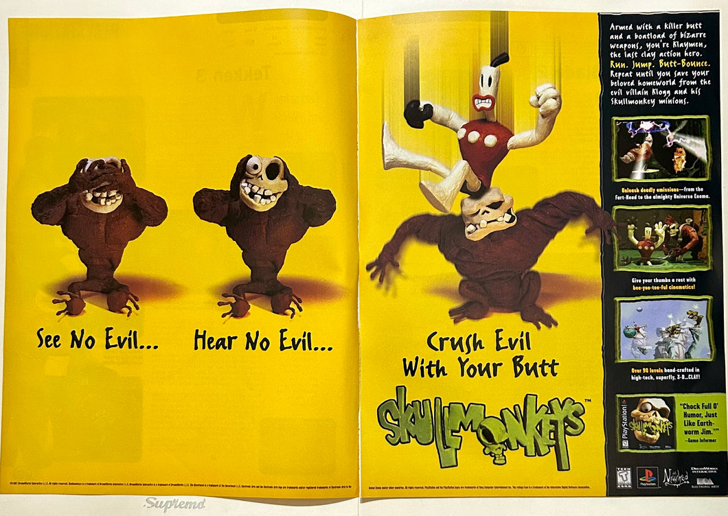 Skullmonkeys - PlayStation - Original Vintage Advertisement - Print Ads - Laminated A3 Poster