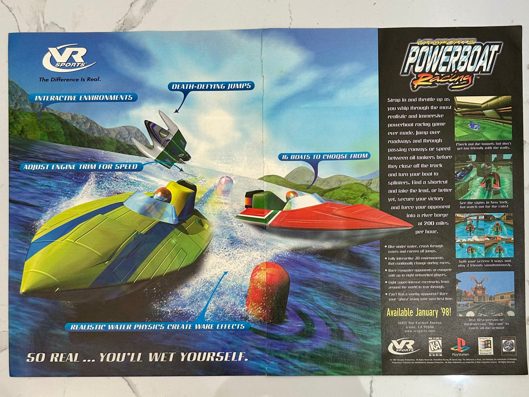 VR Sports Powerboat Racing - PS1 PC - Original Vintage Advertisement - Print Ads - Laminated A3 Poster