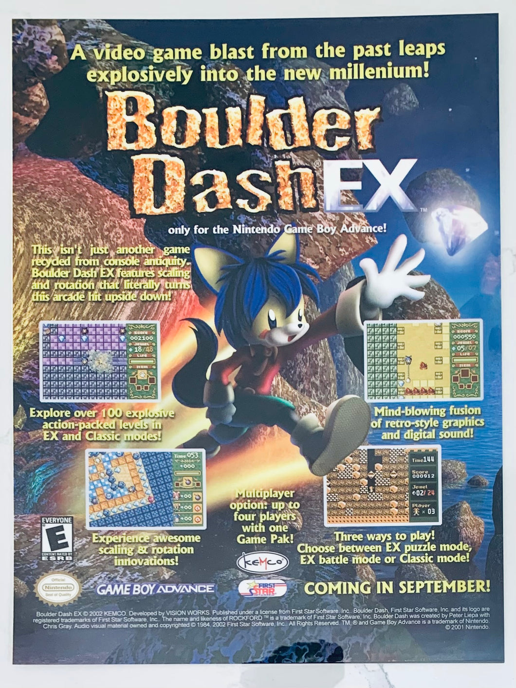 Boulder Dash EX - GBA - Original Vintage Advertisement - Print Ads - Laminated A4 Poster