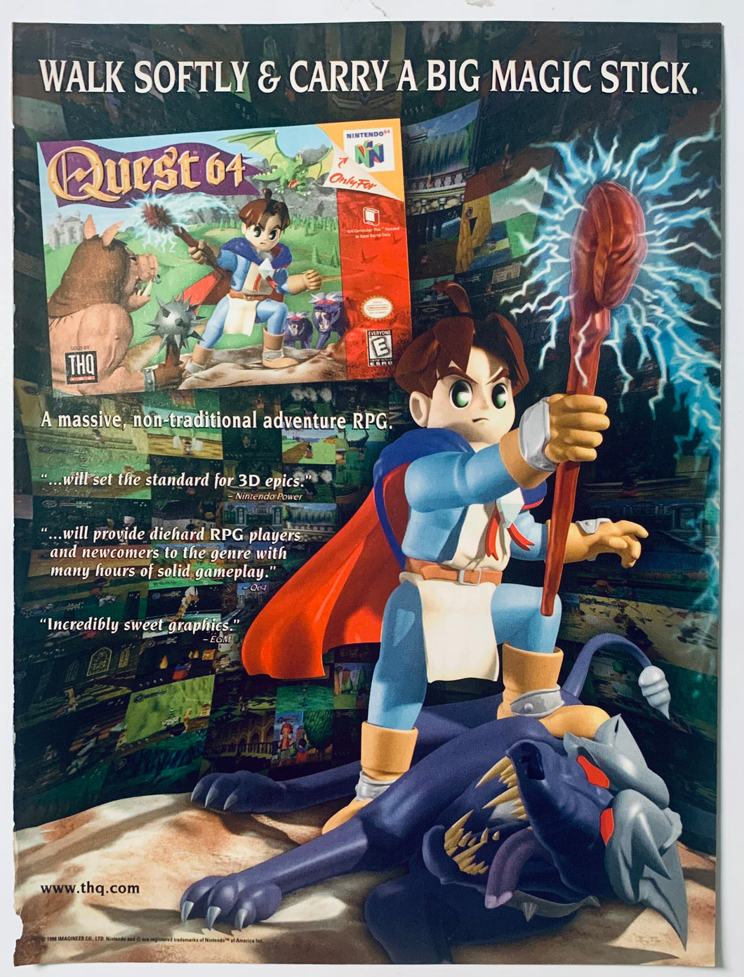 Quest 64 - N64 - Original Vintage Advertisement - Print Ads - Laminated A4 Poster